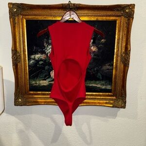 Express Body Contour Pink High Neck Thong Bodysuit Sleeveless Cut Out Back XS